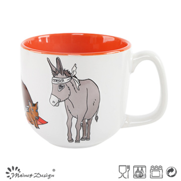 Tasse de soupe en céramique de 14oz deux tons avec l&#39;impression de décalque